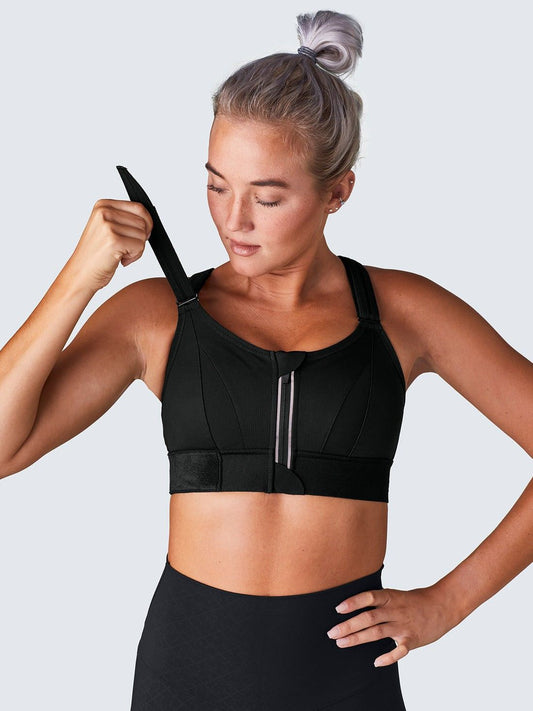 Nudely Women's Shockproof Sports Bra with Zipper Front for Maximum Comfort