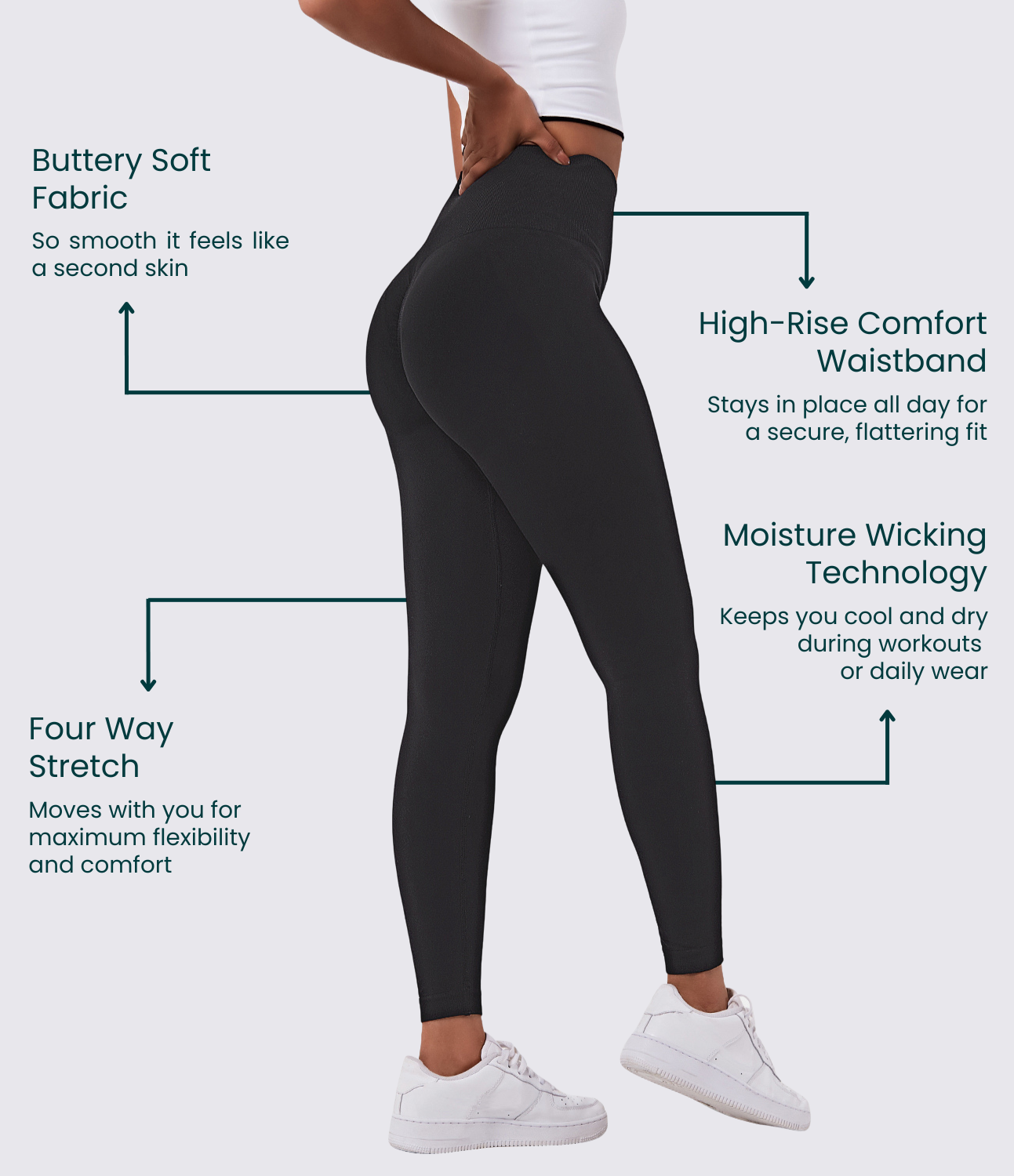 Nudely Women's High Waisted Booty Lifting Tummy Control Leggings